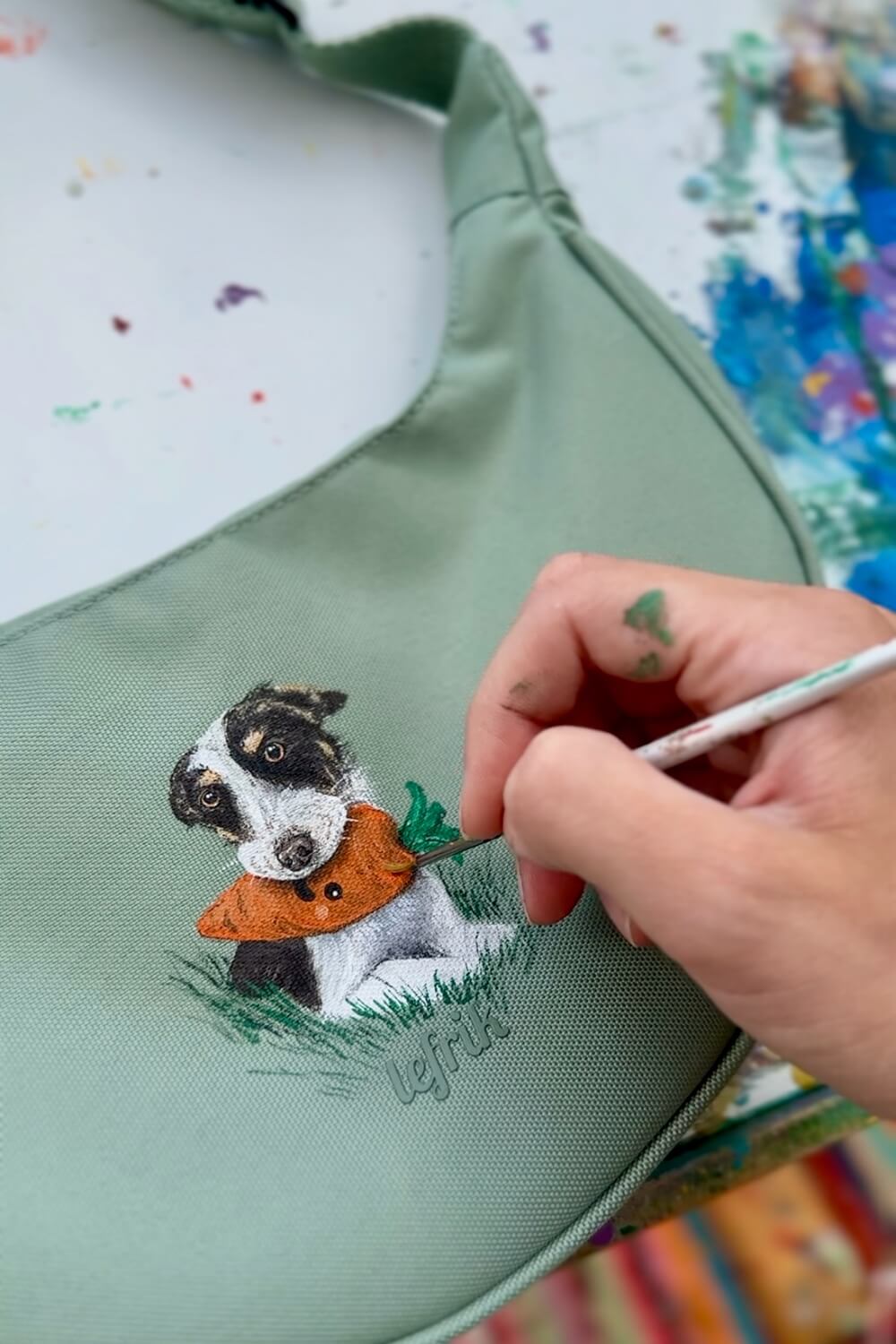 Custom Hand Painted Pet Portrait Bag UK only